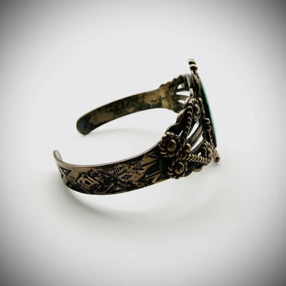 Vintage Sterling Turquoise-Style Cuff Bracelet - 23g
